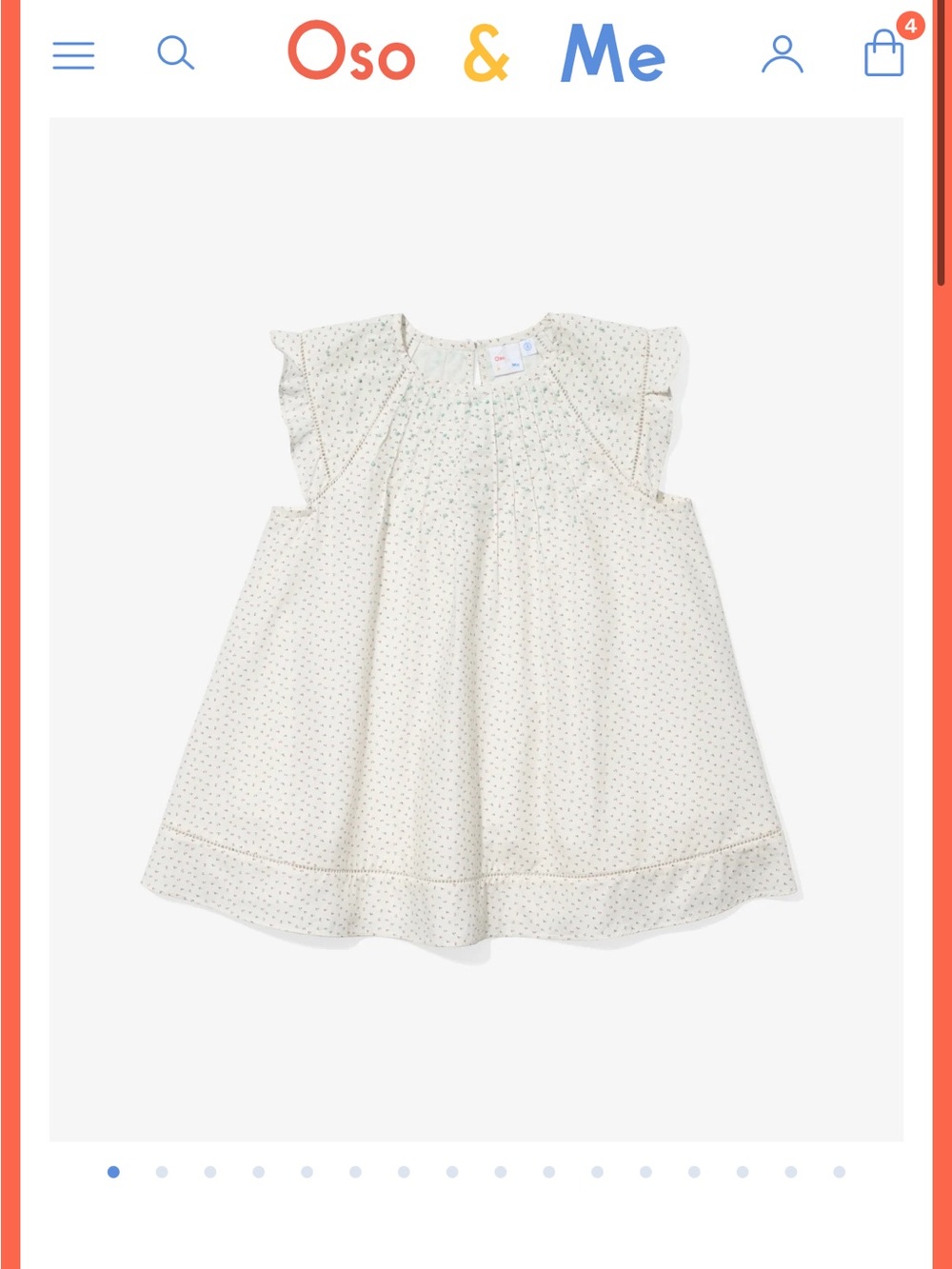 Oso & Me Cream ditzy Flutter Sleeve Dress